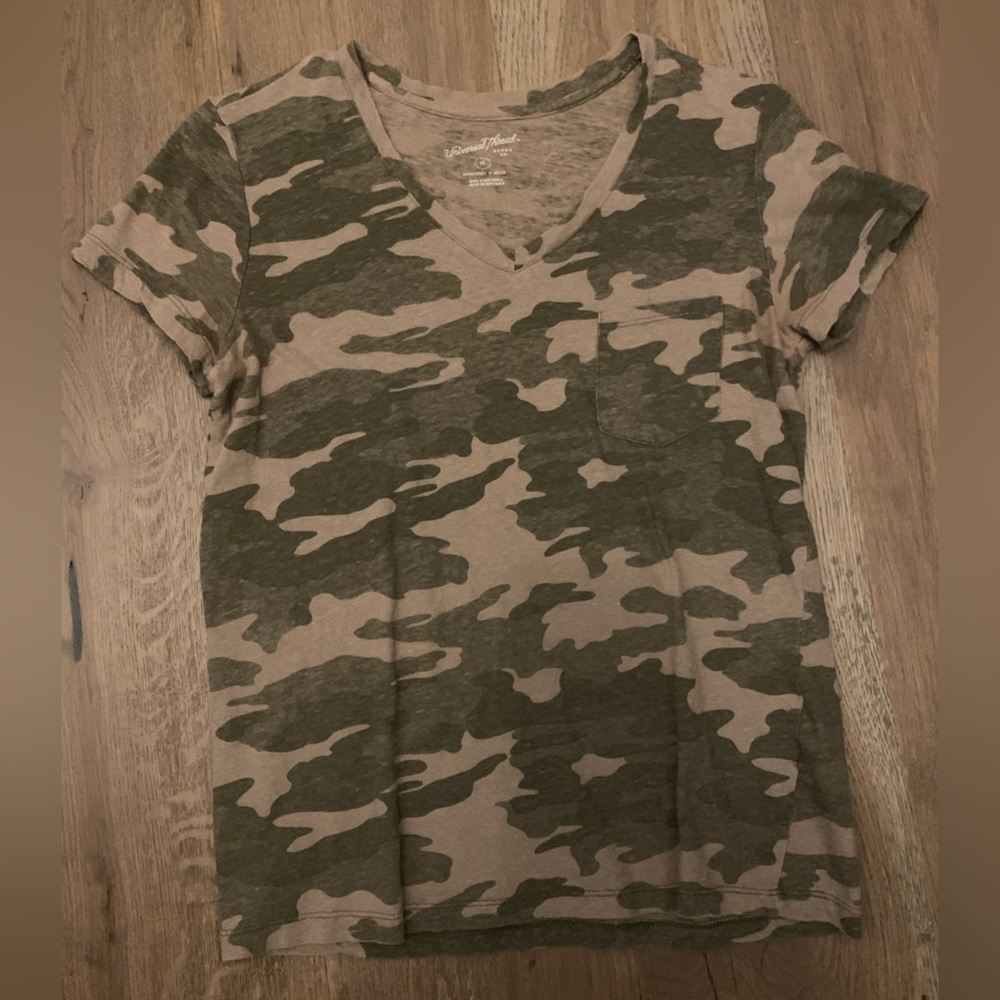 camouflage v-neck shirt